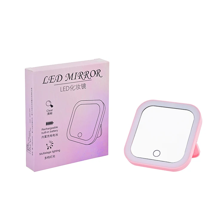New Three Colors Smart Touch Screen Rechargeable Vanity Mirror LED Dressing Table Makeup Light Portable Cute USB Cosmetic Mirror