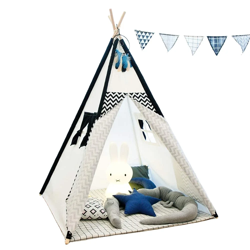 CE Approved Customized Logo Style Kids Indoor Cotton Canvas for Children play tent