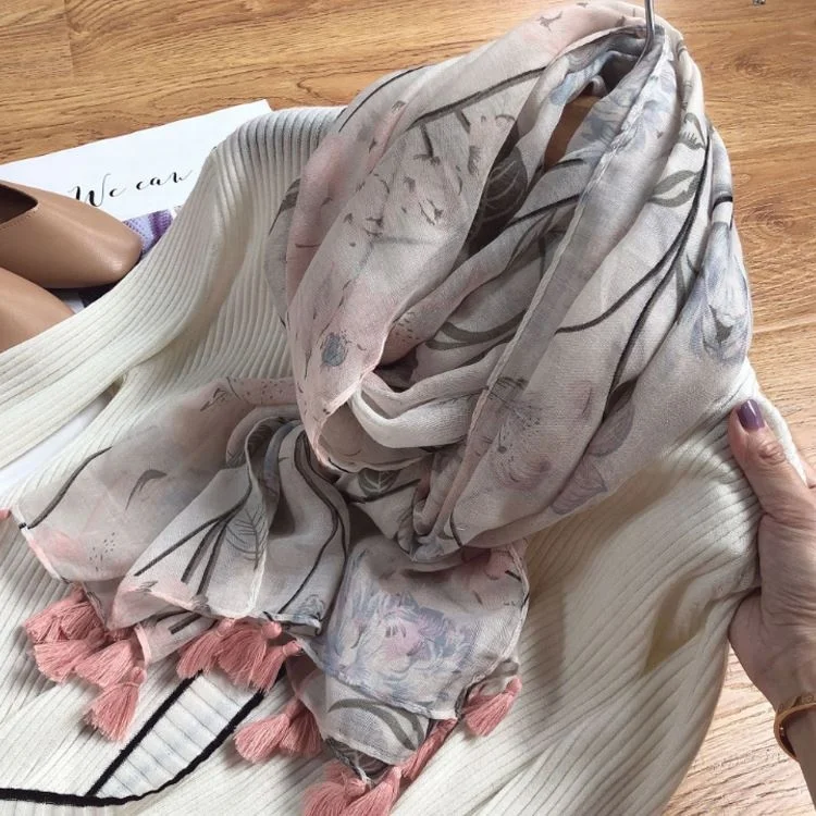 
Summer women scarf bohemia flower beach hijab shawls and wraps foulard echarpe designer pashmina bandana 