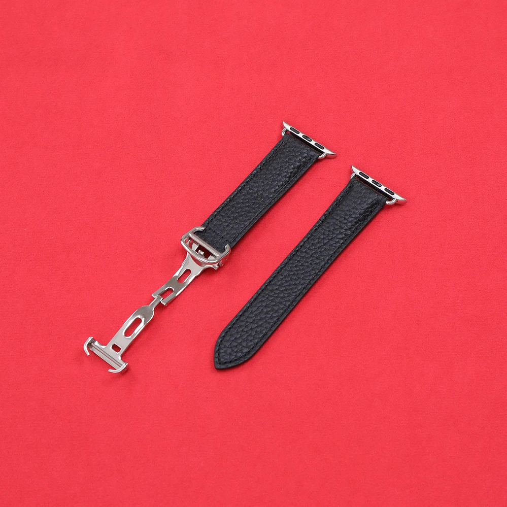 Designer Watches For Cartier Tank Genuine Leather Wristwatch for Apple Watch Bands Series 8 49mm Men Black