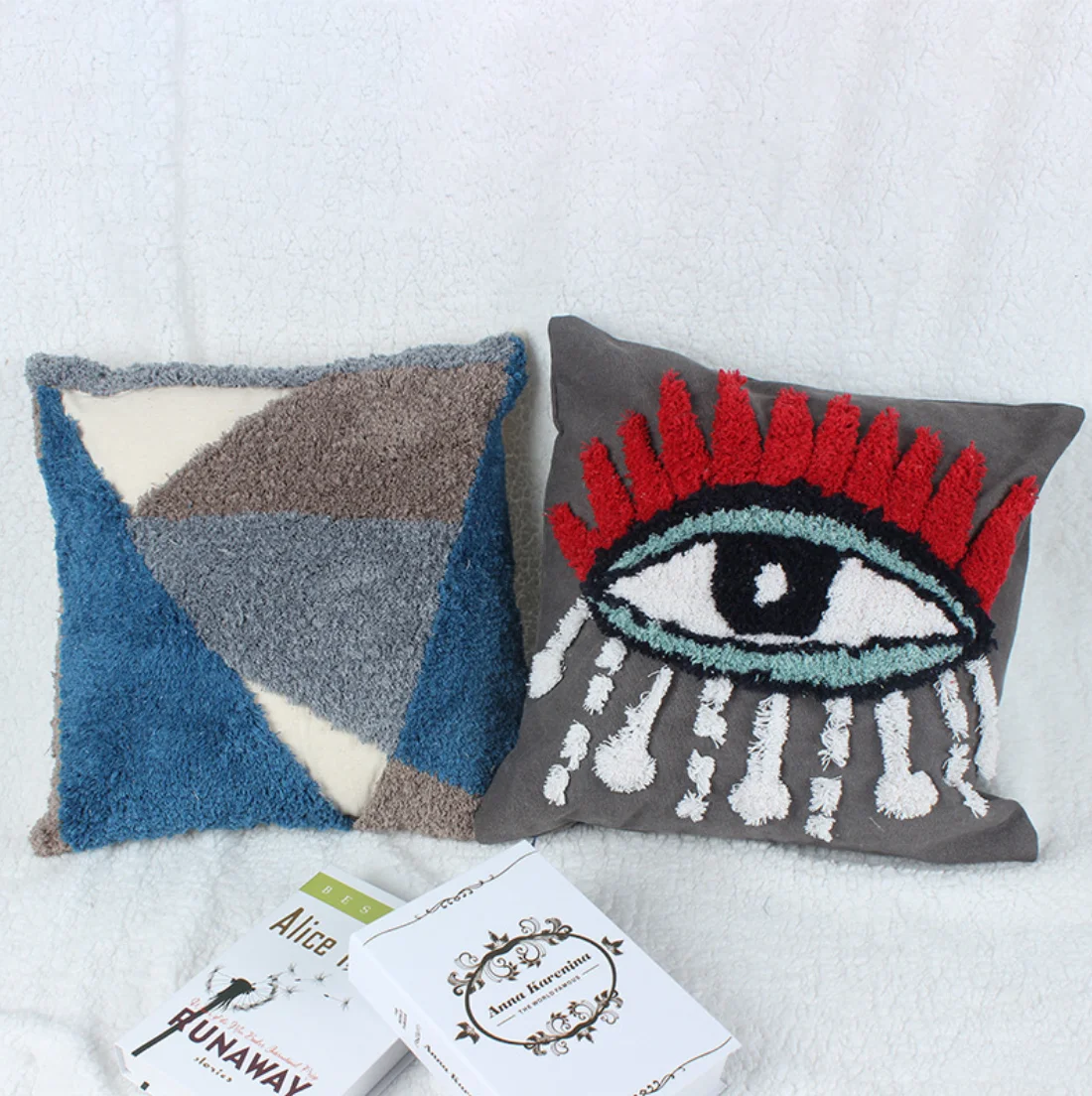 Cheersee brown moroccan cushion covers tufted embroidery evil eye home decorative throw pillows for home deocr