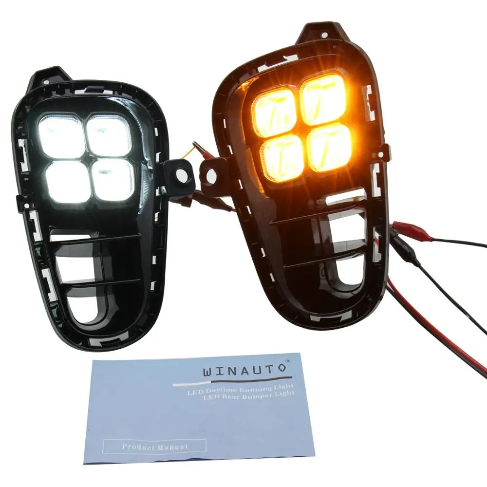2 pcs drl daytime running light led fog lamp turn signal function for Kia Rio 2018-2020 car accessory