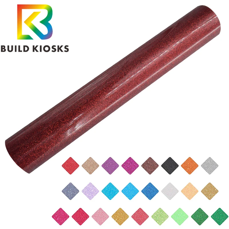 Red HTV Glitter Heat Transfer Vinyl film Iron on Vinil for T-Shirt Assorted Colors Easy to Cut & Weed Design 0.3*1.5m