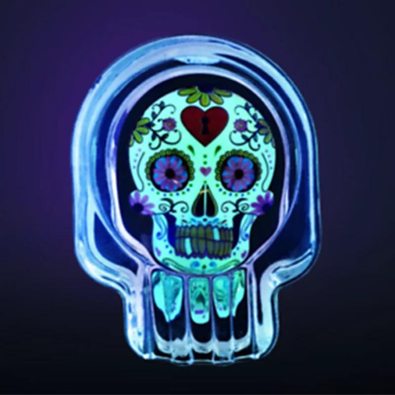 custom logo Wholesale Rectangle Skull Square round Glow In dark Ashtray Clear Crystal Custom Glass Ashtray