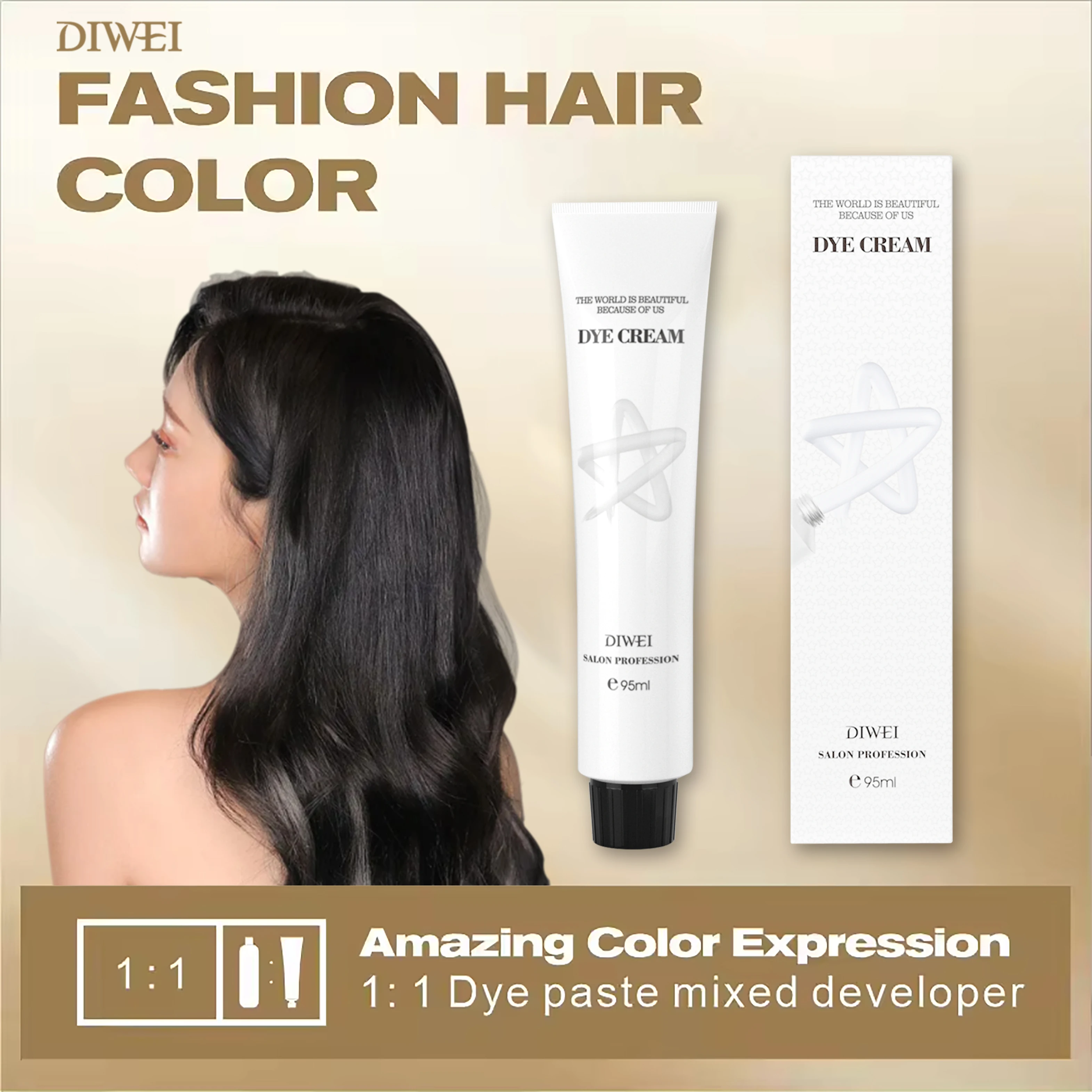 DIWEI No Ammonia Natural Professional hair dye color permanent hair color cream hair dye