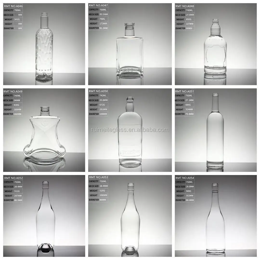1 liter liquor bottle empty glass alcohol bottles spirit bottle wholesale