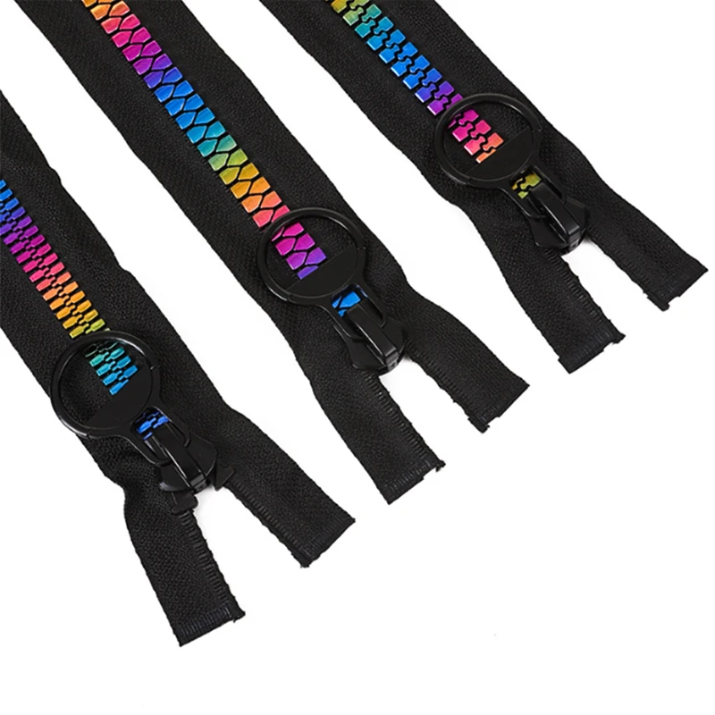Factory Direct Sales Resin Decorative Rainbow Zipper Tape With Auto Lock Slider