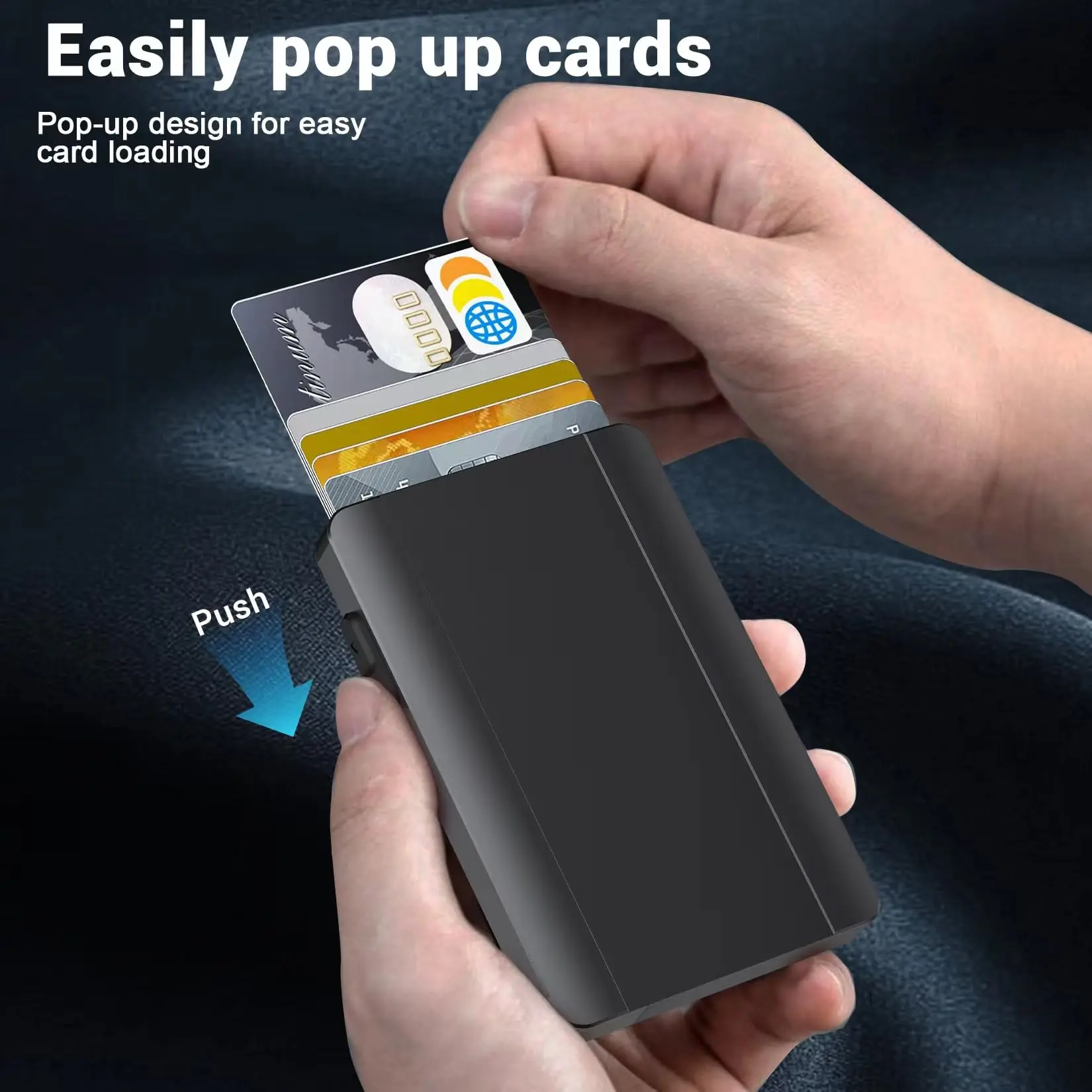 Custom Strong Magnetic Card Wallet Holder RFID Blocking Minimalist Pop Up Wallet for Men