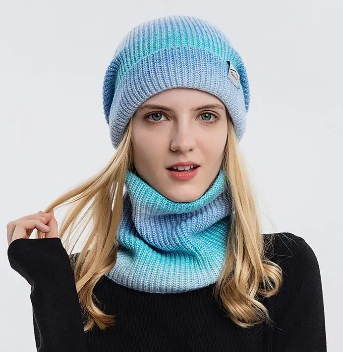 women winter hat and scarf set Knit beanie hat skull fashion hat and scarf set Neck Warmer Fleece winter balaclava