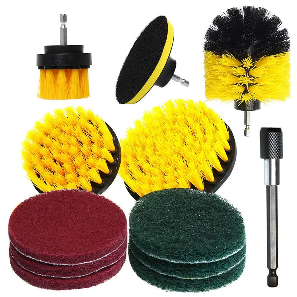 
12 Piece Drill Brush Scrub Pads Power Scrubber Cleaning Kit All Purpose Cleaner Scrubbing Cordless Drill for Cleaning Pool 