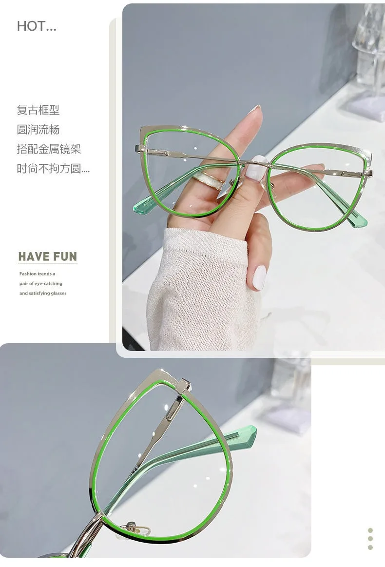 New 2024 Designer Fashion Metal Transparent Anti Blue Light Eyeglasses Spectacle Frame Photochromic Optical Glasses