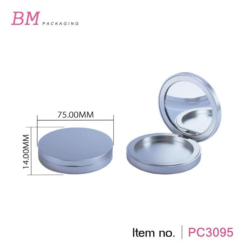 silver 59mm single layer compact powder case packaging magnet solid perfume balm container