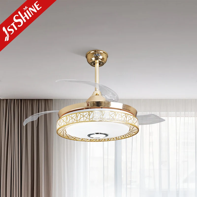 1stshine коммерческий современный дизайн цветным светодиодным светом потолочный вентилятор 42 дюймов современный потолочный вентилятор с лампа Скрытая лезвия