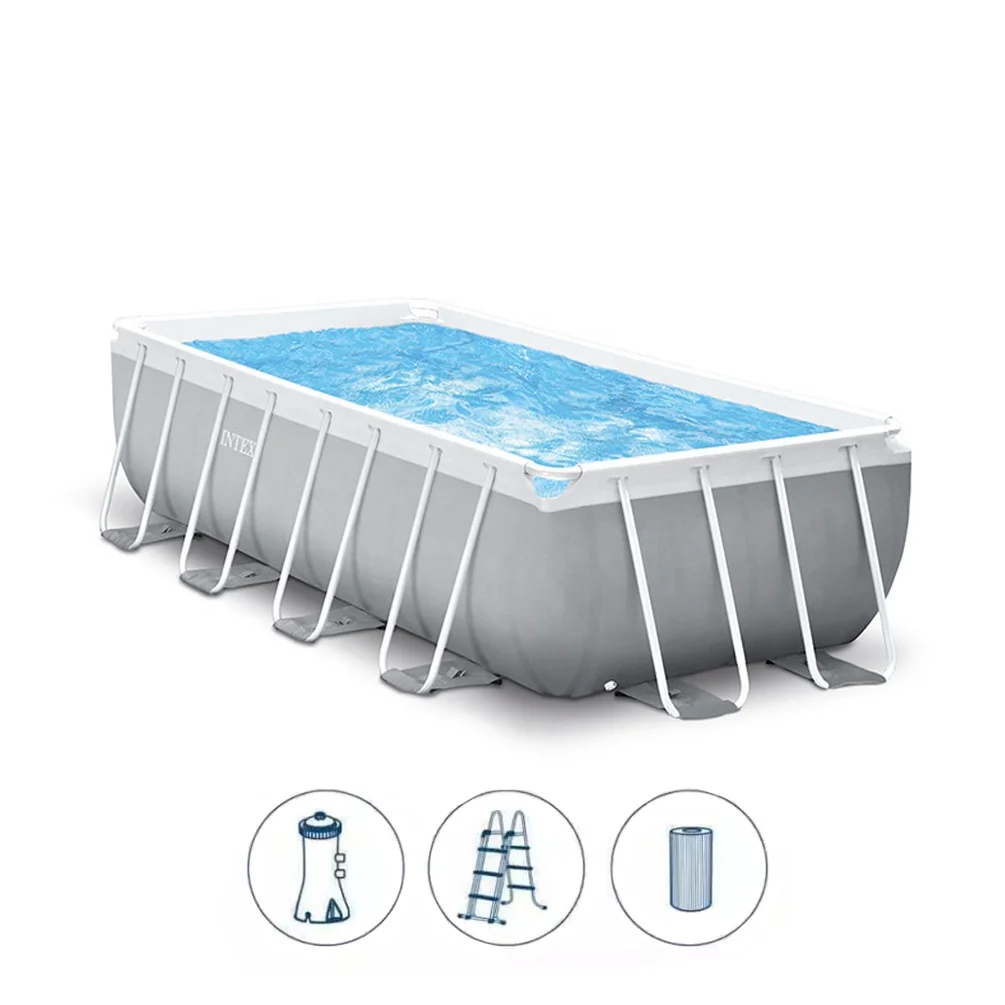 Intex 26788 Above Ground 4m Swimming Pool Metal Frame with Cover and Pump and Ladder