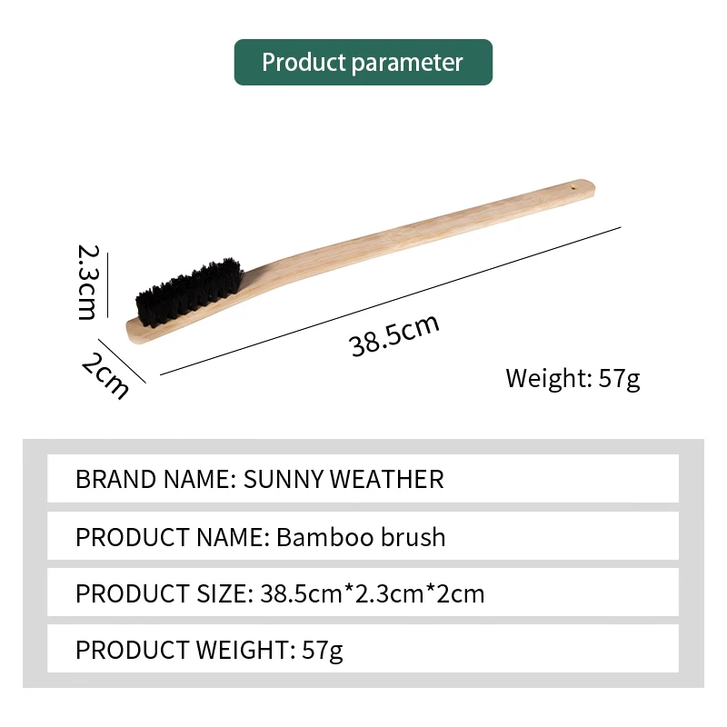 40CM Car Engine Tire Wheel Rim Cleaning Brush Long Bamboo Handle Brush Black Natural Bristl Auto Detailing Washer Brush