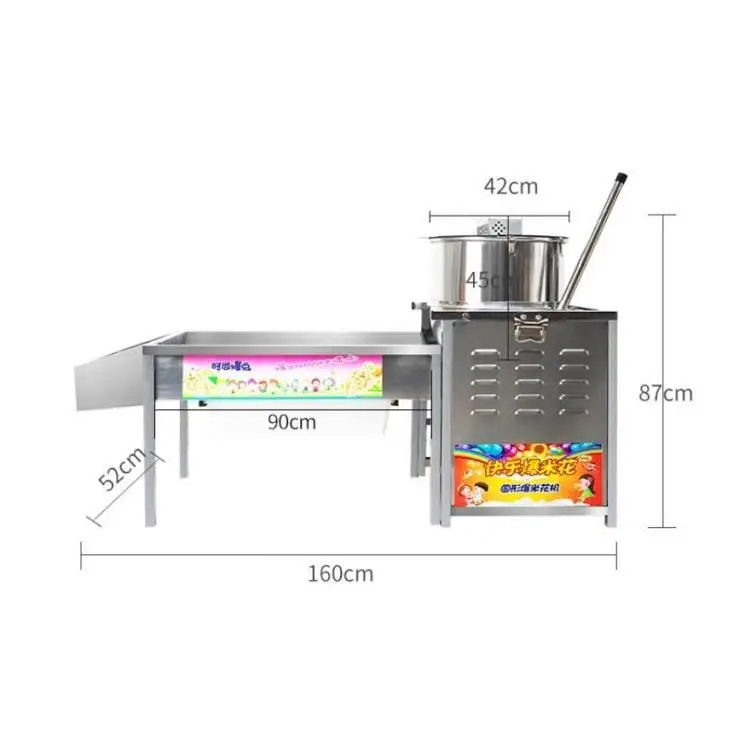 Industrial Gourmet Popcorn Making Machine Commercial Automatic Gas Popcorn Machine with trolley