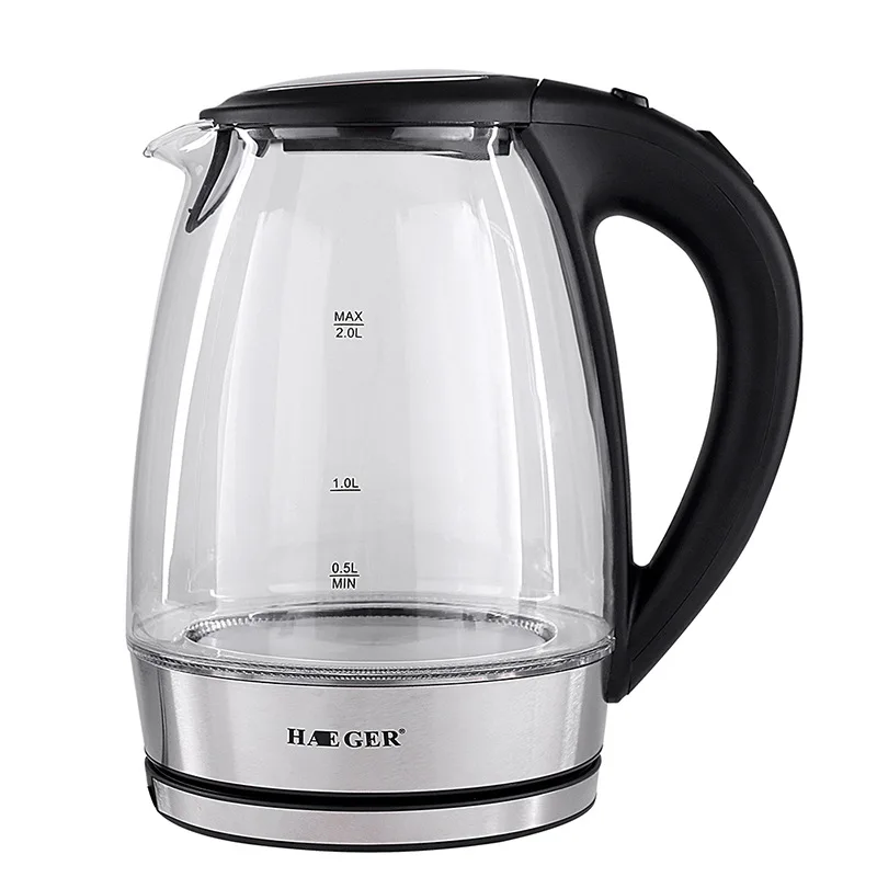 2000W High Borosilicate Glass Electric Water Kettle 2 Liter Cordless Hot Boiler with LED