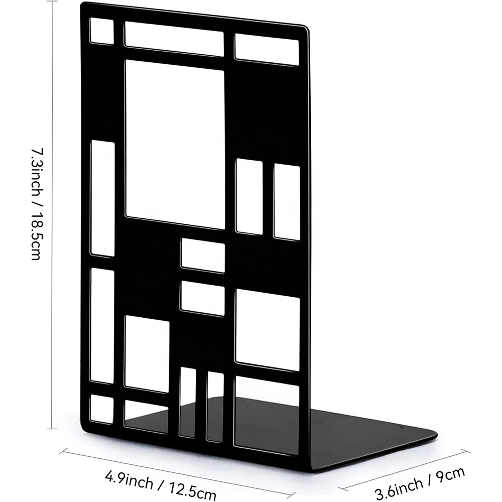 Metal Black Book Stopper Heavy Duty Home Office Library Book Supports Shelf Holder Desktop Book Ends
