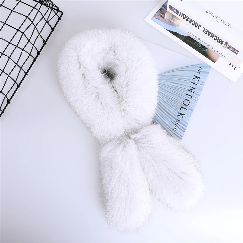 New Fashion Genuine Real Fox Fur Scarf Womens Winter Natural Fur Scarf Scarves Neckerchief Real Fur Muffler Lady Wrap Solid Tail