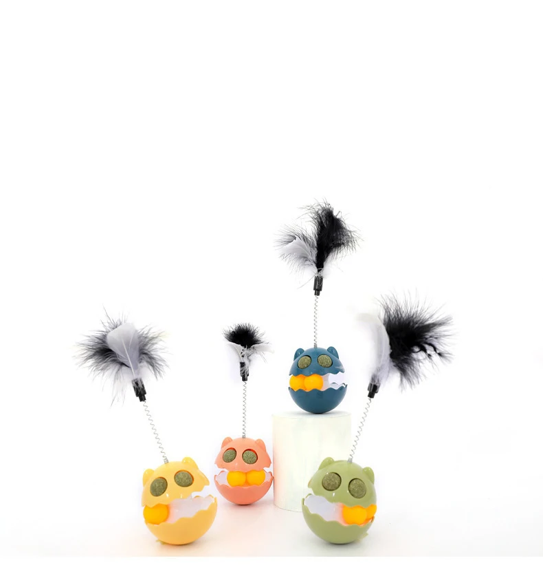 Xianchanpets Halloween Monster Toy Funny Catnip Toy Teaser Interactive Catnip Ball Tumbler Feather Plastic Pet Cat Toy Box Cats