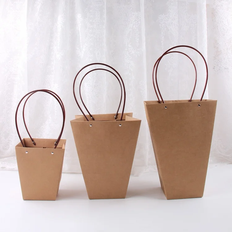 
Wholesale waterproof kraft paper Flower Carry Bag 