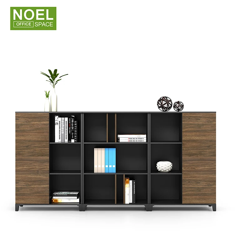 Modern office furniture with glass doors high office wooden Two-door filing cabinet
