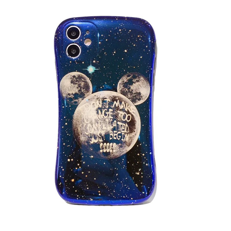 Factory direct sale Creative Blue Mickey Planet imd soft case 14 13 12 Pro Max phone case female new