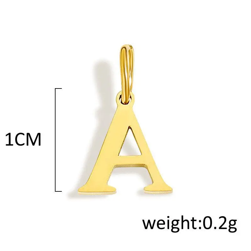 PVD Gold Plated Alphabet Initial A-Z Charm Fashion DIY Accessories Letter Pendant Charms Stainless Steel Jewelry