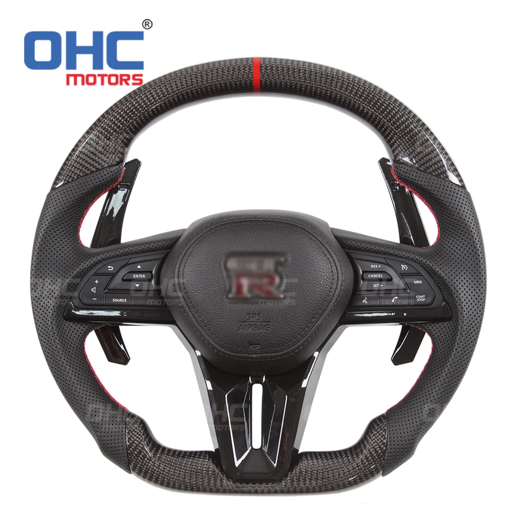 Carbon Fiber Steering Wheel Assembly Upgrade to NEW GTR Compatible With Nissan 2007-2020 GTR R35 Skyline R34