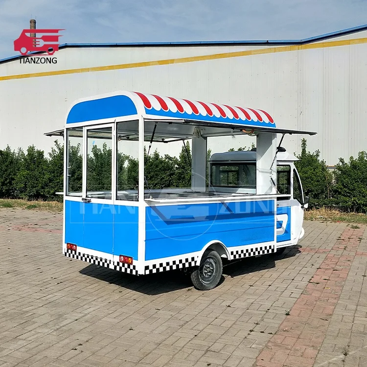 TIANZONG R1 Mobile piaggio ape electric tricycle food cart tricycle food truck catering trailer snack food trike
