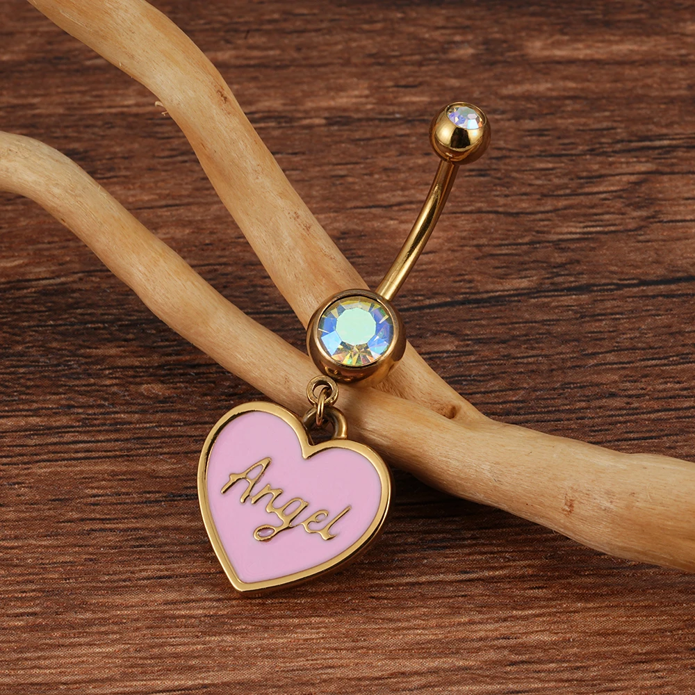 Hot 316 Stainless Steel Oil Drops Anime Belly Button Rings Girls Body Piercing Jewelry Dangle Belly Rings