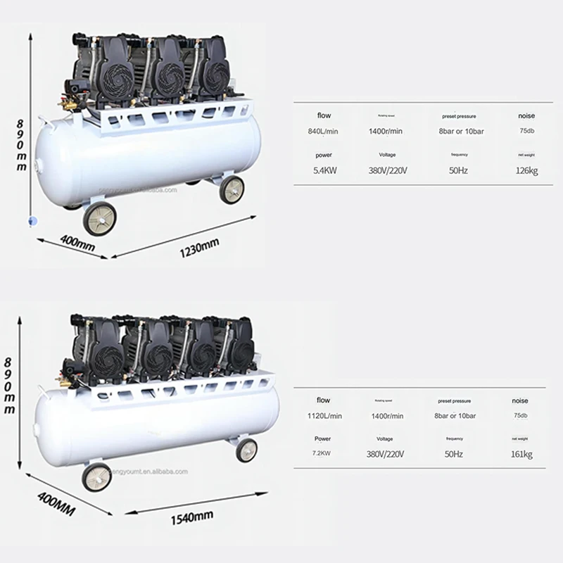 Professional Mini Driven Industrial Quiet Silent Dental Medical Oil Free Vertical Air Compressor