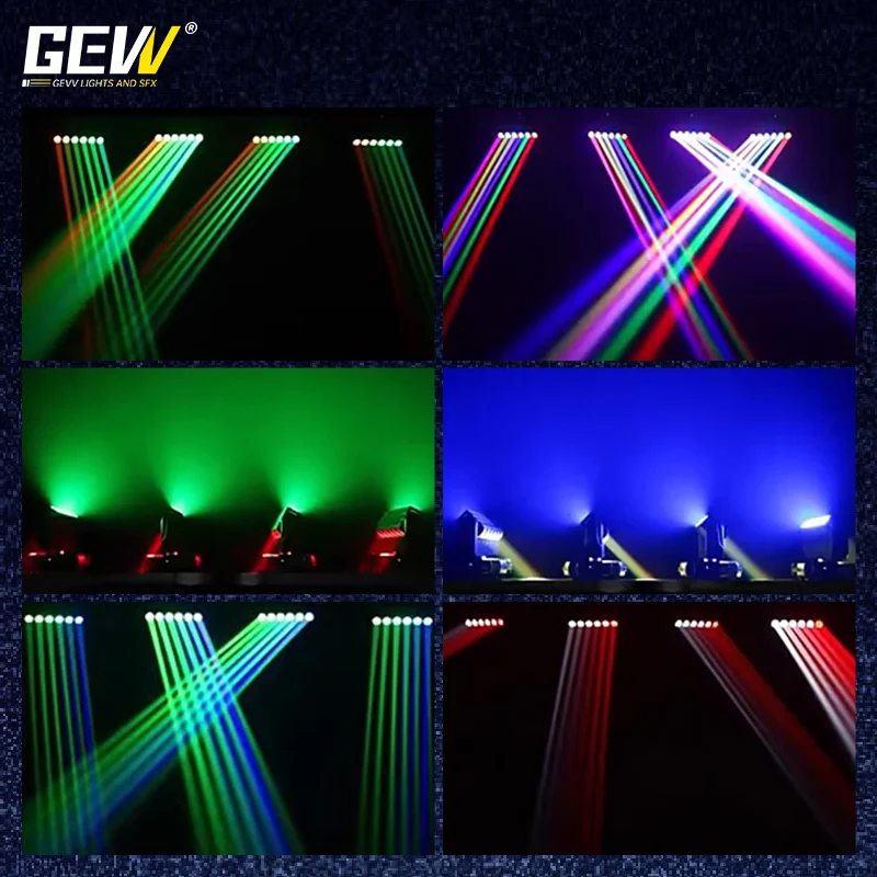 GEVV 6x40W Night Club Lights Disco 6 x 40W RGBW 4in1 LED Pixel Beam Zoom Wash Moving Head Bar Light