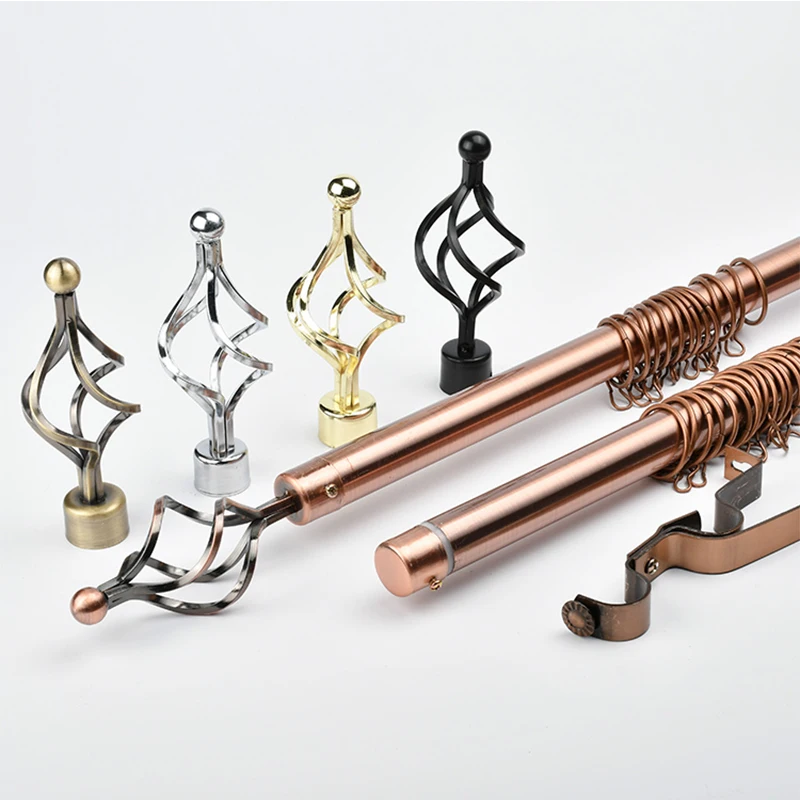 ZELUAN Hot sale simple aluminum Pipe End Caps hotel home decoration Adjustable double curtain rods