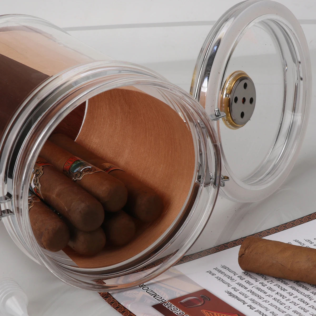 Hot selling  Superior Quality Customized Round Cigar Humidors Jar,Cigar Acrylic Jar