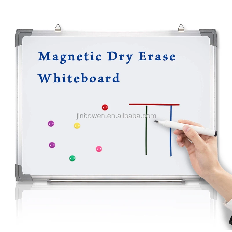KBW Aluminum Frame Wall-Mounted 24x18 Inch Magnetic White Dry Erase Board with Removable Marker Tray for Office School Home