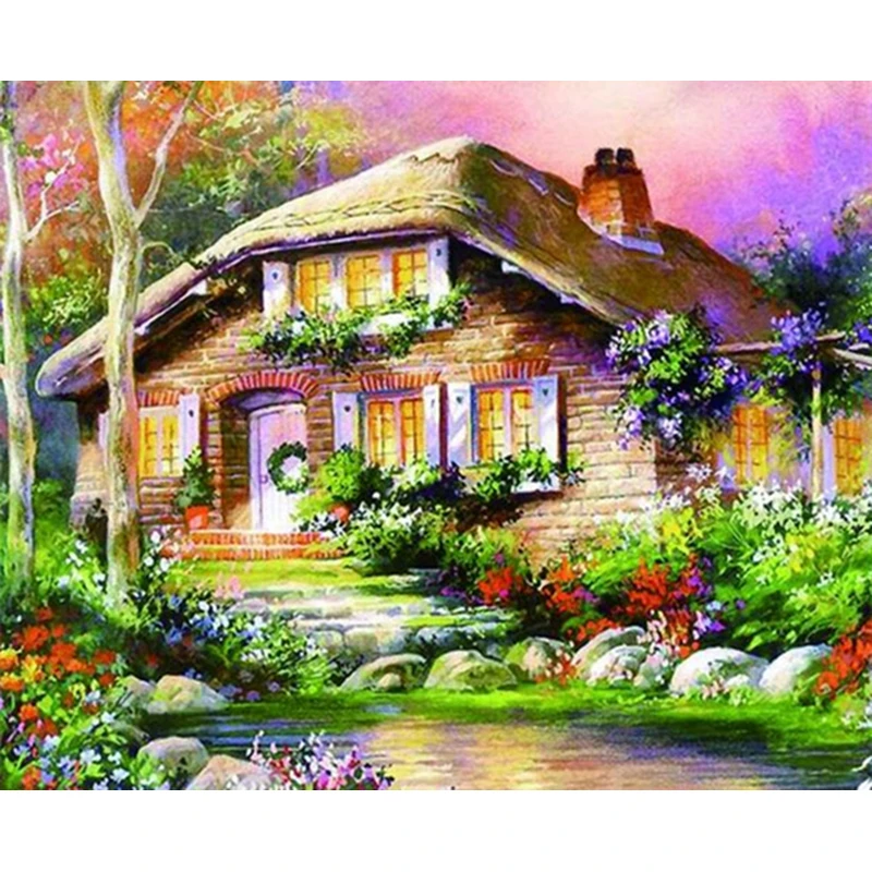 Dropshipping House Full Square Diamond Landscape 5D DIY Mosaic Diamond Painting for Home Decoration Art