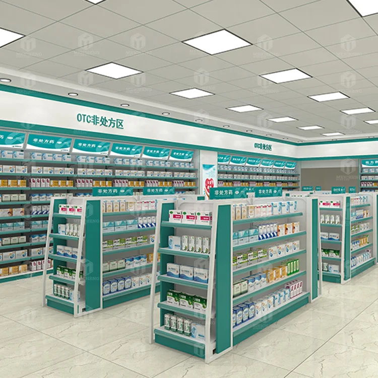 Meicheng Whole Store Layout Design Drugstore Pharmacy Medical Store Medical Stand Display Rack For Pharmacy