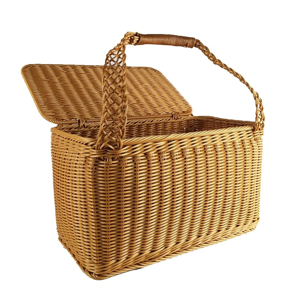 Yulin Jiafu outdoor weaving cheap large plastic cane picnic basket with handle
