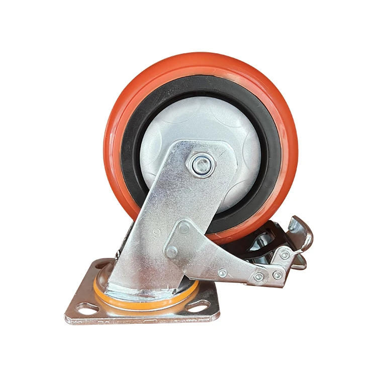 4/5/6/8 Inch Pu Rubber Loading Capacity Industrial Casters Trolley Wheels