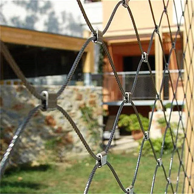 Excellent flexible strong strength Hole 75*75mm stainless steel rope mesh netting hand-woven SS304 wire rope mesh