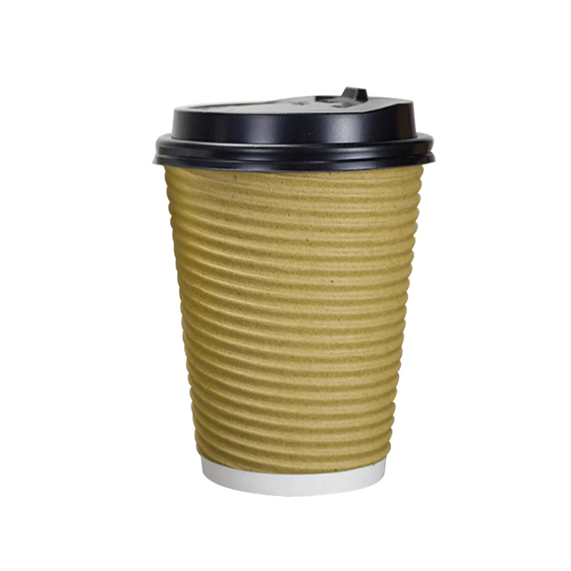 Takeaway packing hot drinks disposable ribbed corrugated tea ripple coffee paper cup