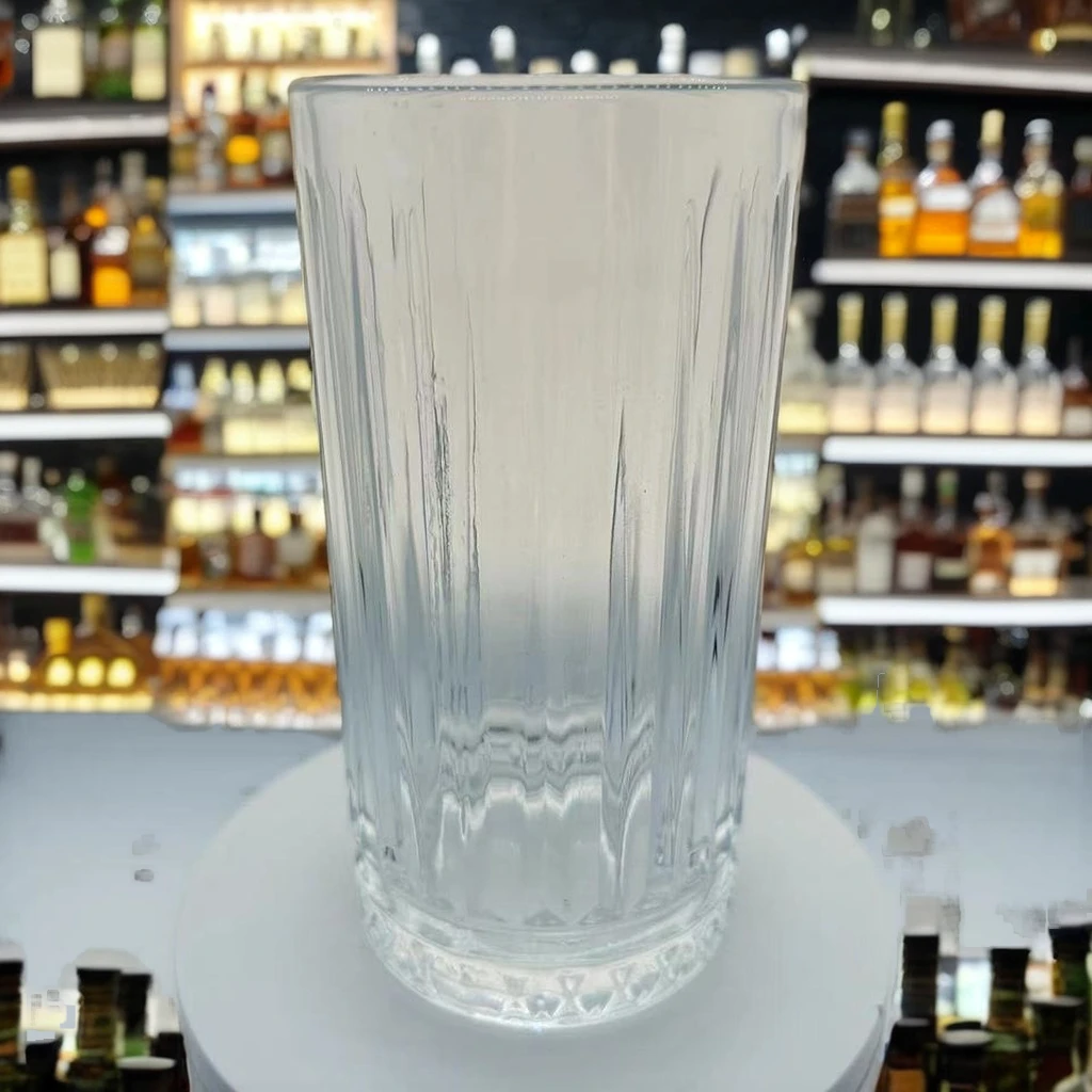 Ribbed Borosilicate Whisky Glass Mug Hand-Cut Vertical Striped Ripple Tumble Water Beer Drinking Durable Elegant Drink Cup