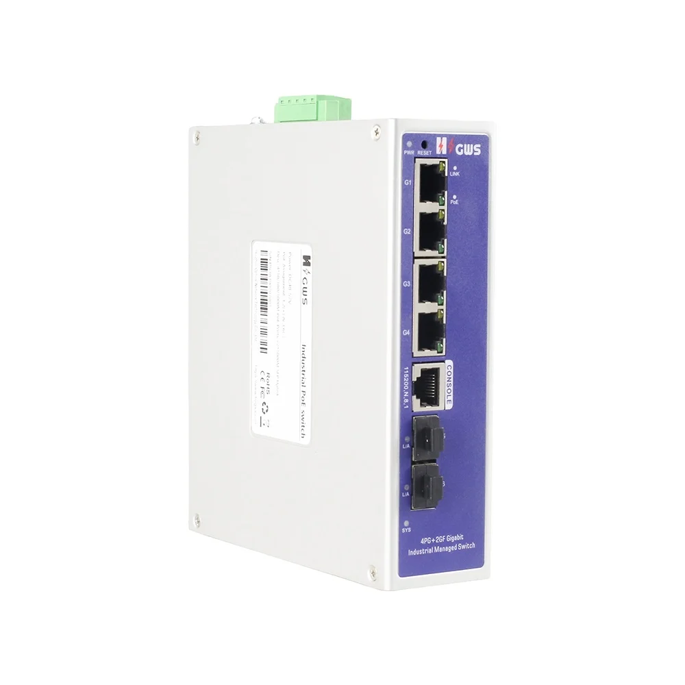 Hot Sale 6 Gigabit RJ45 port Managed Industrial Din-Rail Fiber Switch POE with VLAN ERPS Ring Network switch