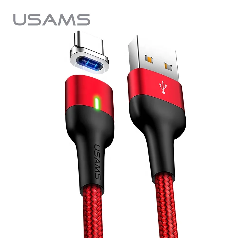 USAMS SJ327 Быстрый Магнитный зарядный кабель с оплеткой Type-C USB для передачи данных