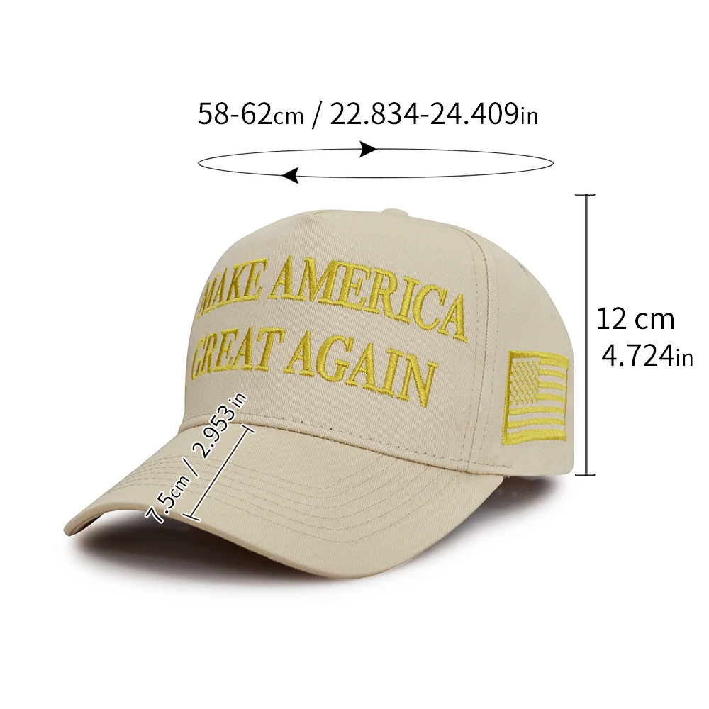 Trum 2024 Election Baseball Caps MAGA Make America Great Again Sports Cotton Caps Elon Musk Cap USA Flag Gold Embroidery Logo