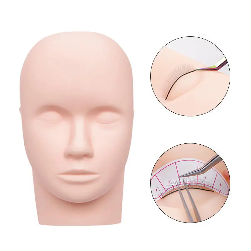 Massage Mannequin Head Flat Eye Facial Eyelash Extension Makeup Practice Cosmetic Model Professional Training Heads Tool