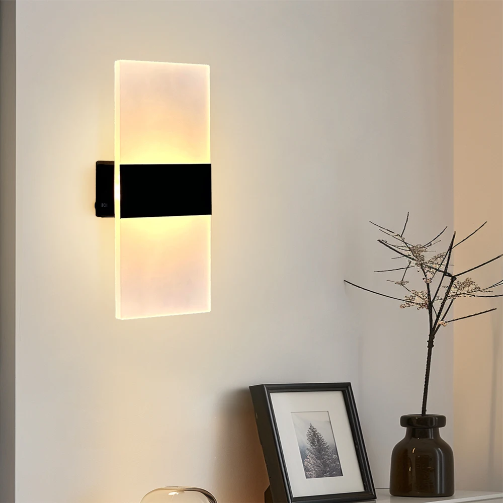 Acrylic Rectangular Rechargeable Wall Lamp Up Down Dimmable For Hallway Stairs Bedroom Bedside LED Magnetic Wall Lamp