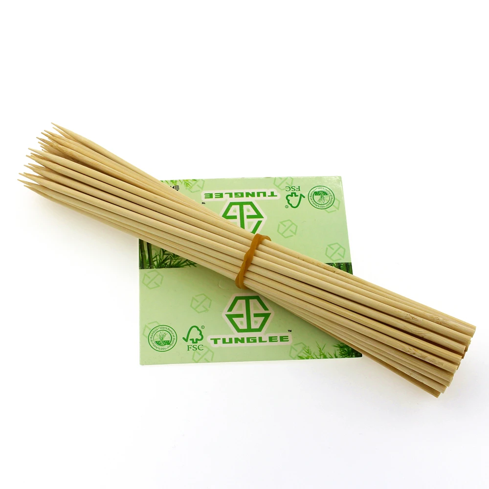 China supplier wholesale cheap bulk long flexible thin marshmallow roast meat bbq kebab barbecue bamboo round stick skewer