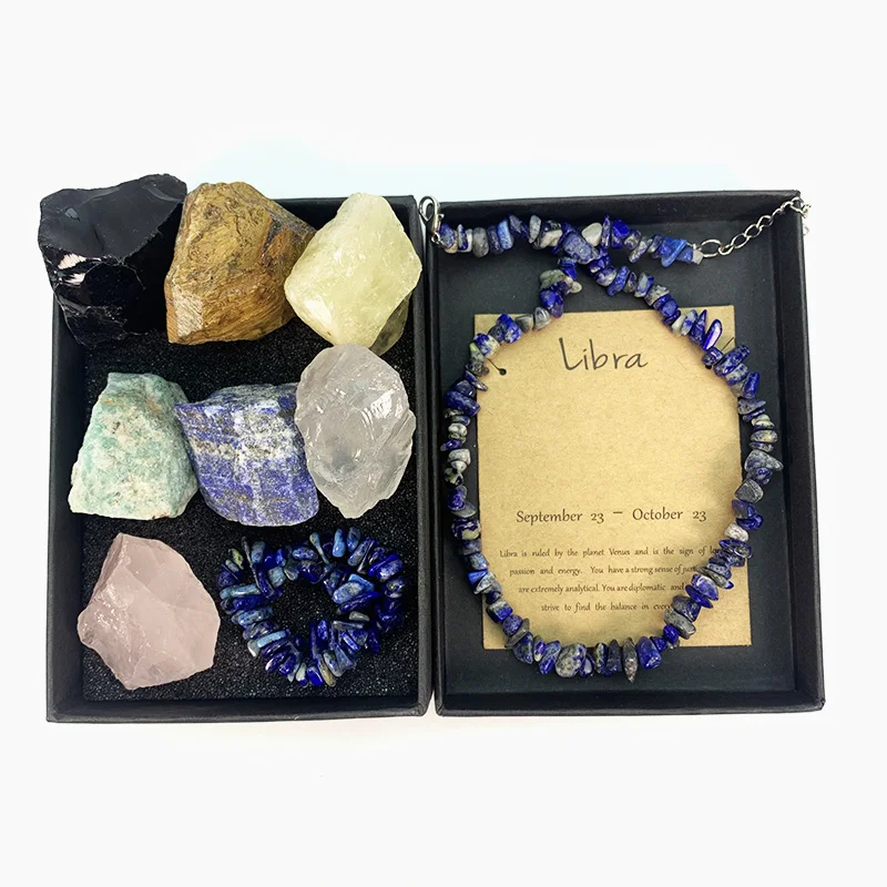 12 constellation crystal bracelets necklace zodiac signs healing crystals birthstones astrology healing raw stones gifts